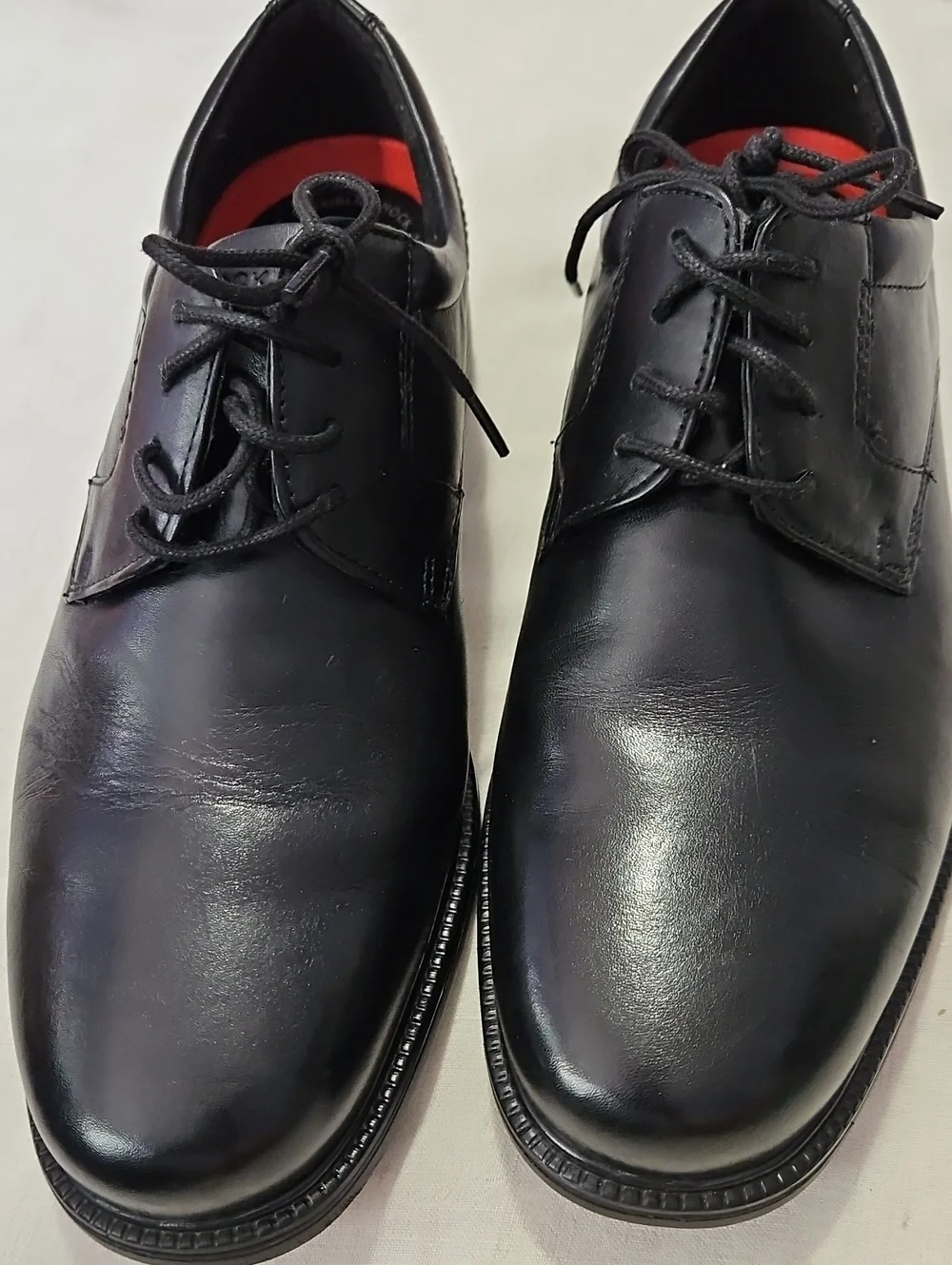 New Rockport Men's Charles Road Black Leather Plain Toe  Dress  Shoes   Size 9